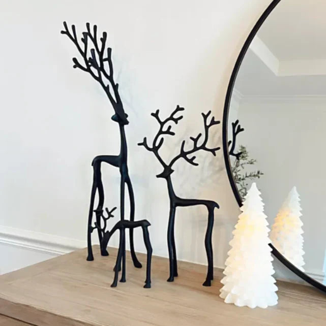 Elantra | Elegante minimalistische hertensculptuur set van 3 – woondecoratie, kerstversiering, woonkameraccent