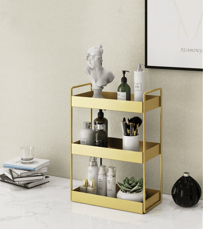 EleganceTray | Luxe Goud Metalen Opbergbakje - Glimmend Dienblad voor Ijdelheid & Badkamer