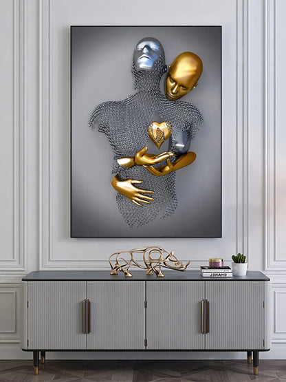 GoldenEmbrace | Abstracte romantische canvasposter