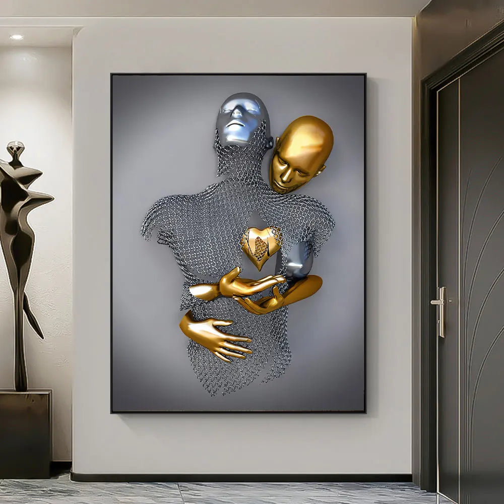 GoldenEmbrace | Abstracte romantische canvasposter