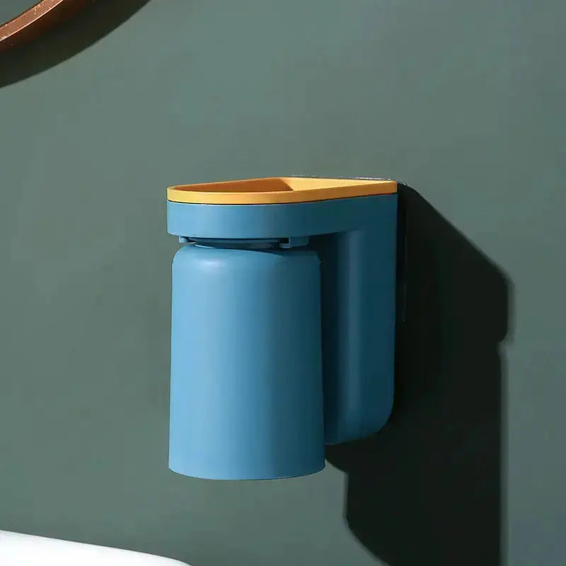 BrushDock | Zelfklevende wandtandenborstelhouder met magnetische beker - badkamer organizer
