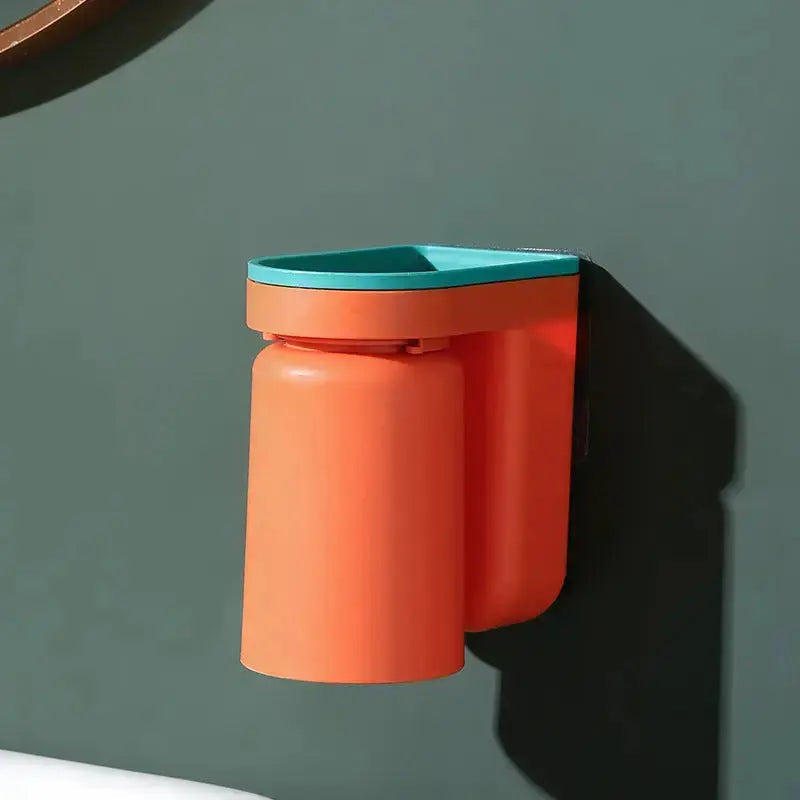 BrushDock | Zelfklevende wandtandenborstelhouder met magnetische beker - badkamer organizer