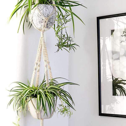 MacraLoom – Set van Handgemaakte Macramé Plantenhangers in Boho Stijl