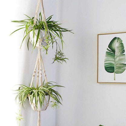 MacraLoom – Set van Handgemaakte Macramé Plantenhangers in Boho Stijl