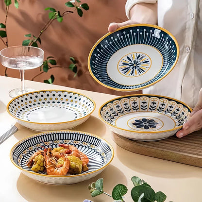 Toscaanse Bordenset | Handgeschilderd | Set van 4 | Porselein