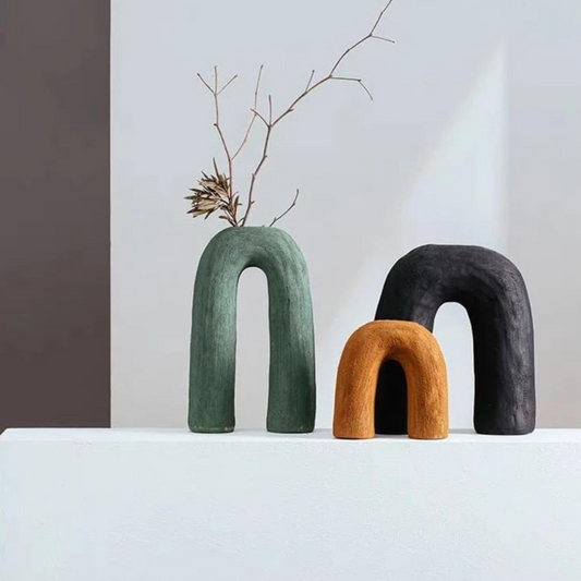 Bendra | Moderne Keramische Vaas - Uniek Gebogen Boog Ontwerp, Minimalistisch Woondecor