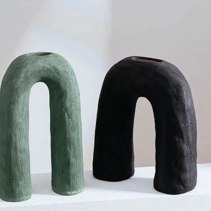 Bendra | Moderne Keramische Vaas - Uniek Gebogen Boog Ontwerp, Minimalistisch Woondecor