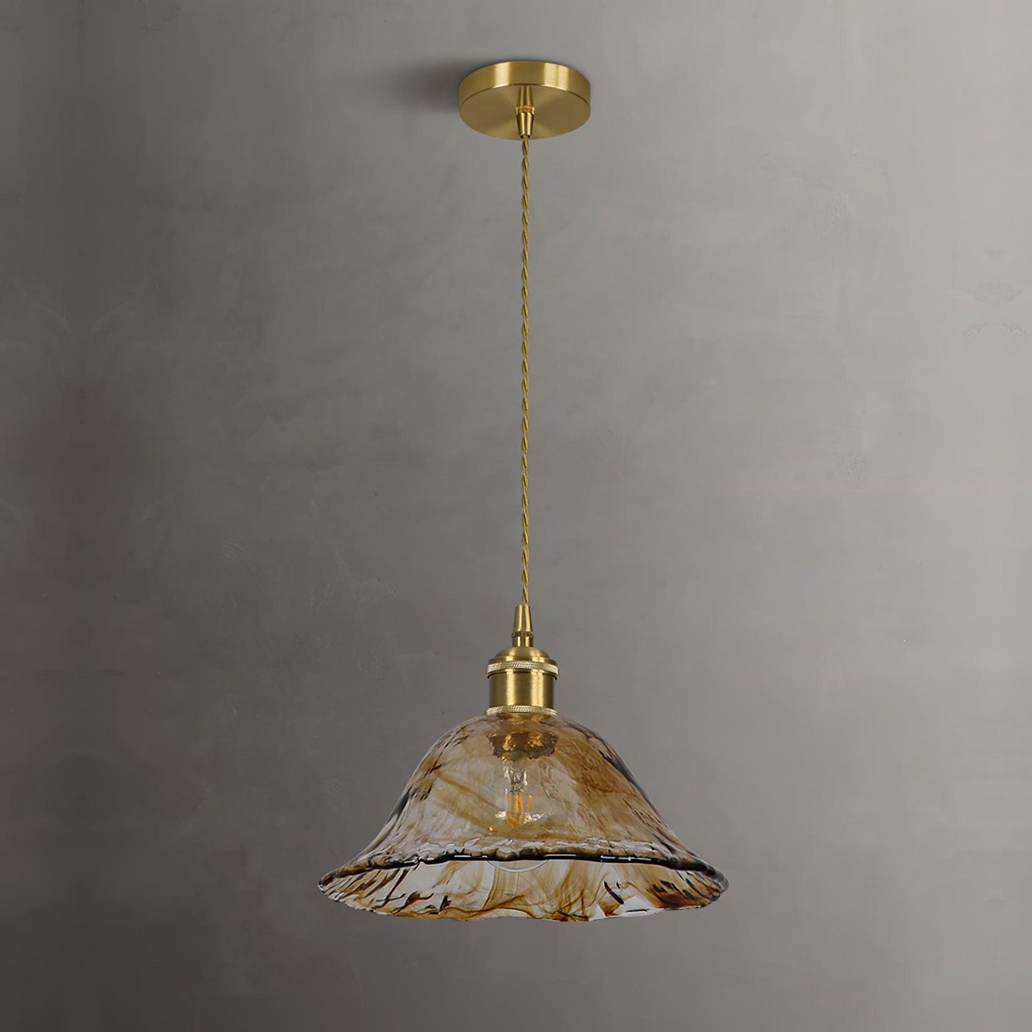 Vintage bruin glazen hanglamp