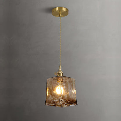 Vintage bruin glazen hanglamp