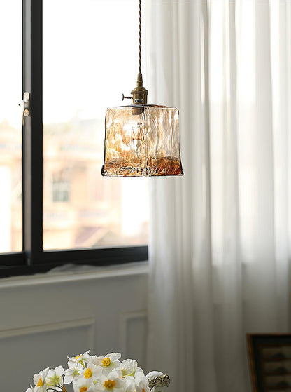 Vintage bruin glazen hanglamp