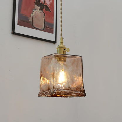 Vintage bruin glazen hanglamp
