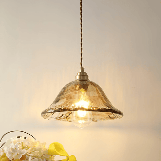 Vintage bruin glazen hanglamp
