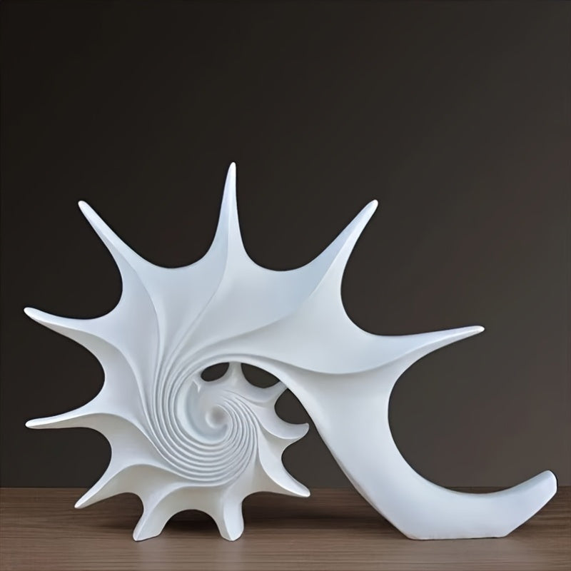 AureliaShell | Luxe Blauw & Goud Hars Schelp Sculptuur - Fantasie Kustdecoratie