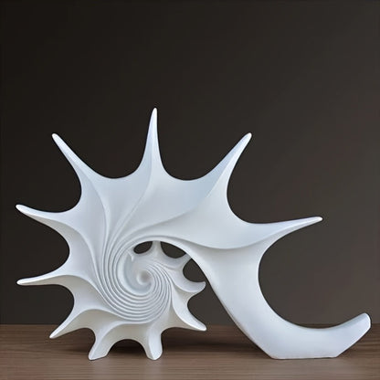 AureliaShell | Luxe Blauw & Goud Hars Schelp Sculptuur - Fantasie Kustdecoratie