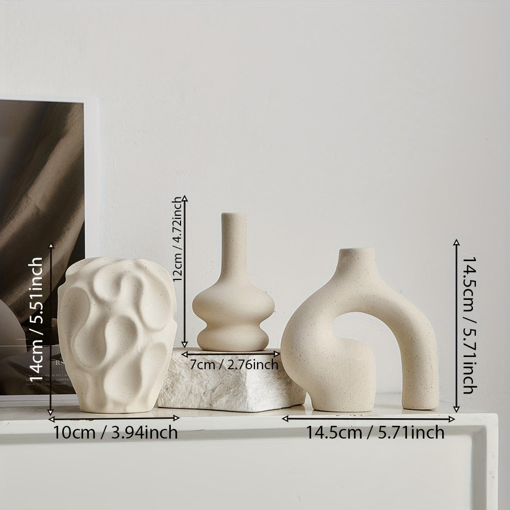 VasaForm | 3-delige Boho keramische vaasset – Moderne Scandinavische minimalistische woondecoratie