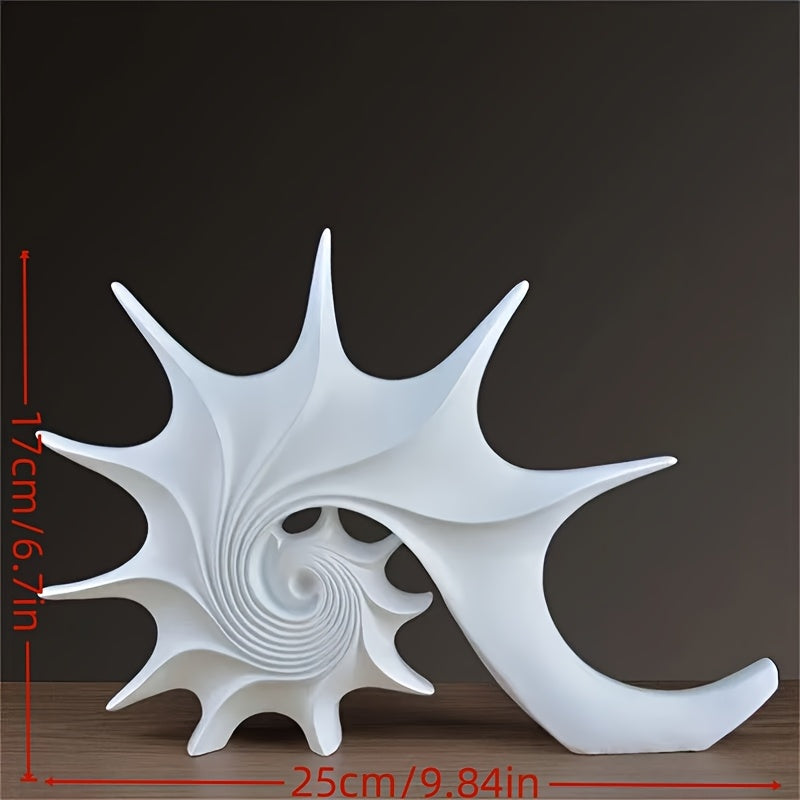 AureliaShell | Luxe Blauw & Goud Hars Schelp Sculptuur - Fantasie Kustdecoratie