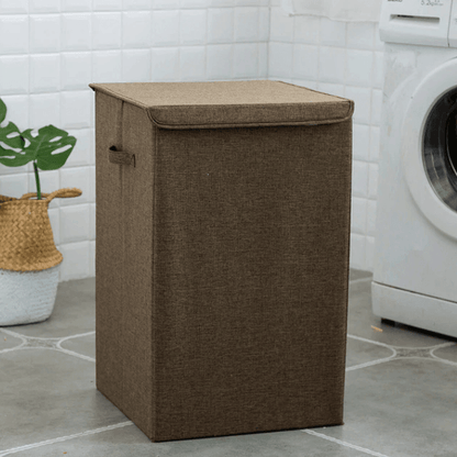 Laundra | Bamboe linnen wasmand met deksel – grote opvouwbare wasmand