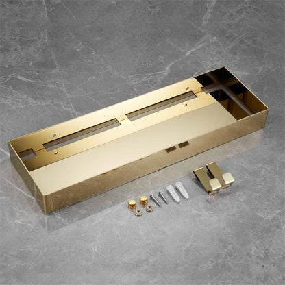 ShowerRack - Elegante Gouden Badkamerplank met Haken - Stijlvolle Gouden Wandplank voor Badkamers