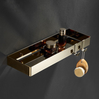 ShowerRack - Elegante Gouden Badkamerplank met Haken - Stijlvolle Gouden Wandplank voor Badkamers