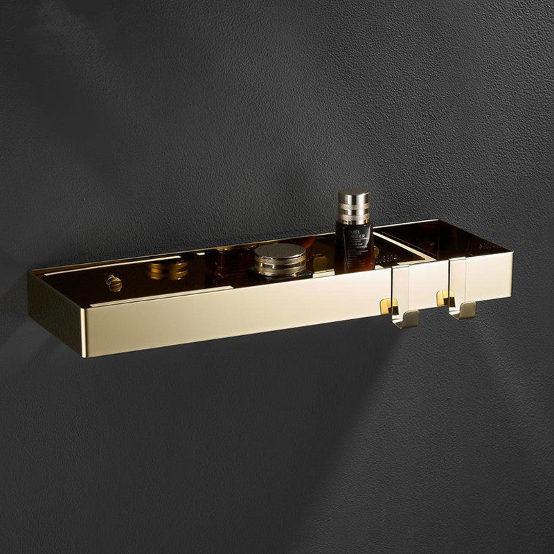 ShowerRack - Elegante Gouden Badkamerplank met Haken - Stijlvolle Gouden Wandplank voor Badkamers
