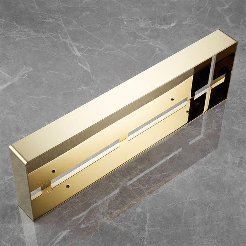 ShowerRack - Elegante Gouden Badkamerplank met Haken - Stijlvolle Gouden Wandplank voor Badkamers