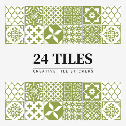 MandalaPatch | 24 Mandala Tegel Stickers - Europese Stijl, Peel & Stick, Waterdicht Vinyl Muur- & Vloerstickers