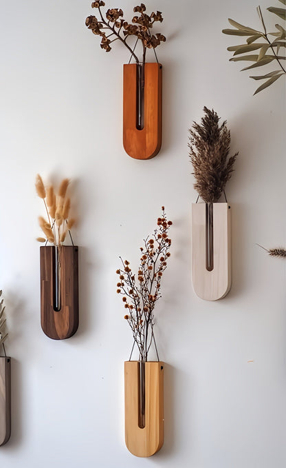 WoodFlora | Set Rustieke Creatieve Houten Muurbloemenhouders - voor Kamerplanten