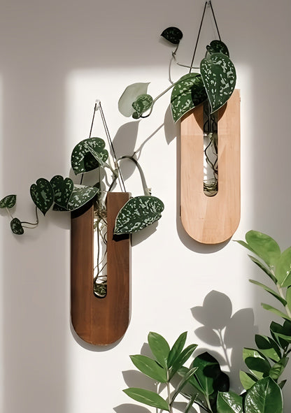 WoodFlora | Set Rustieke Creatieve Houten Muurbloemenhouders - voor Kamerplanten