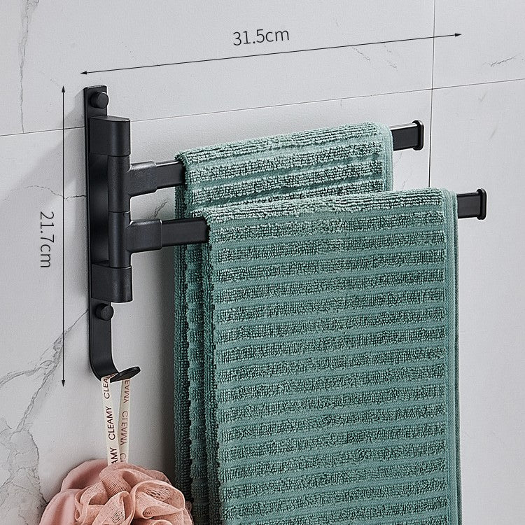 TowelPro - Elegante Zwarte Handdoekhouder met 2-Armig Ontwerp