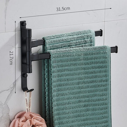 TowelPro - Elegante Zwarte Handdoekhouder met 2-Armig Ontwerp