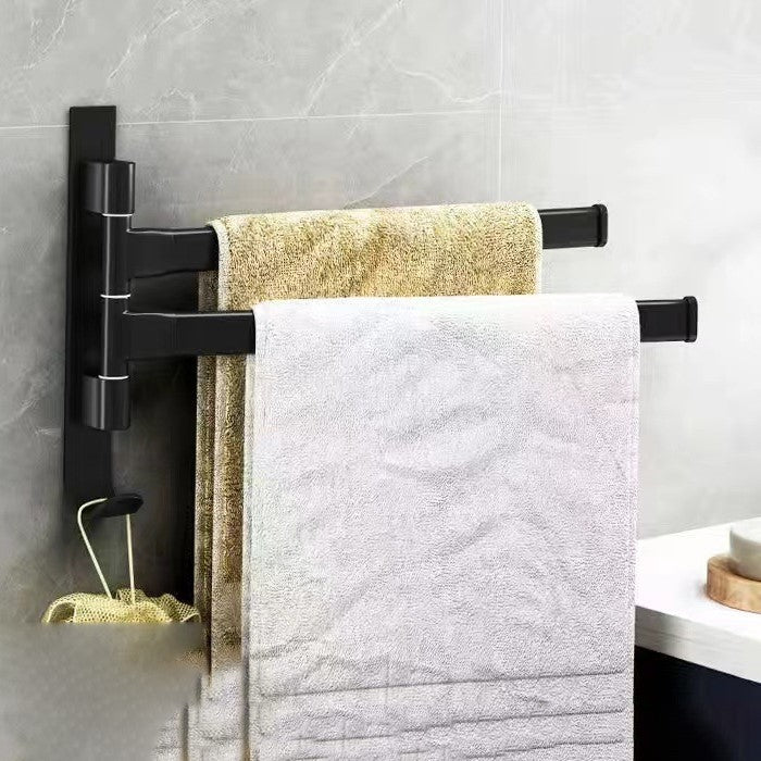 TowelPro - Elegante Zwarte Handdoekhouder met 2-Armig Ontwerp