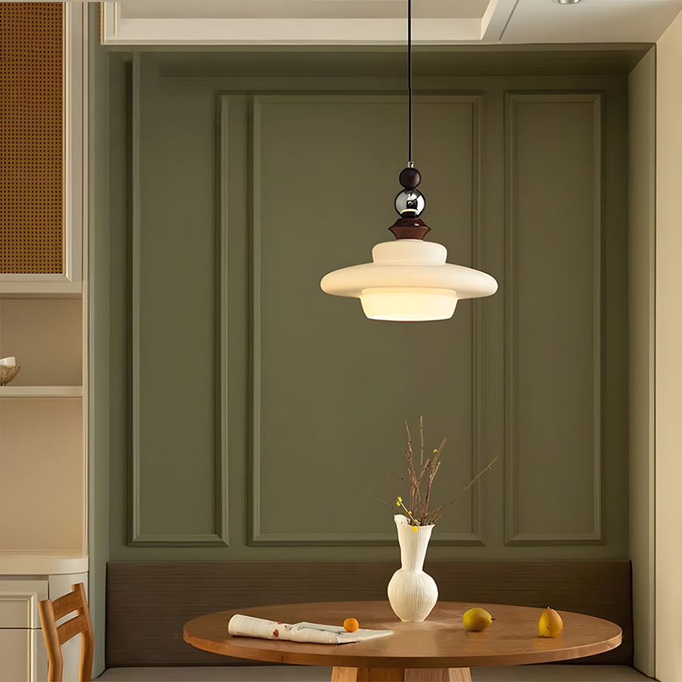 Middeleeuwse stijl glas beige eetkamer hanglamp