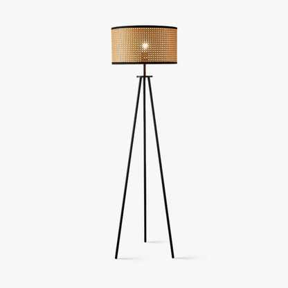 Rotan driepoot vloerlamp