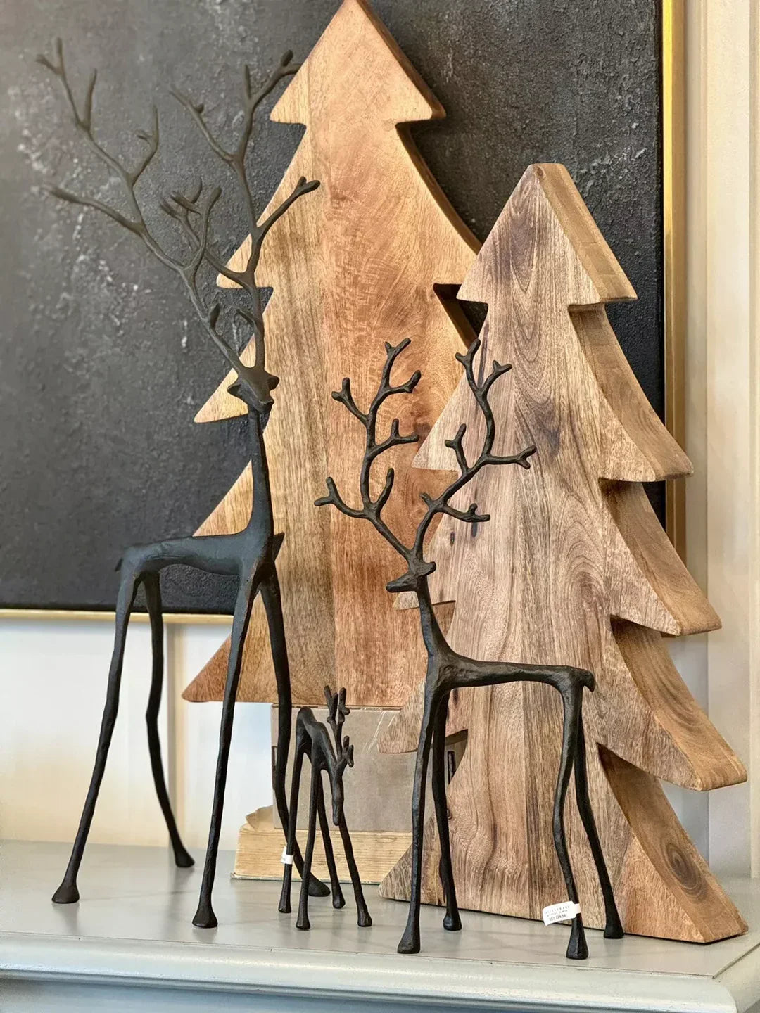 Elantra | Elegante minimalistische hertensculptuur set van 3 – woondecoratie, kerstversiering, woonkameraccent