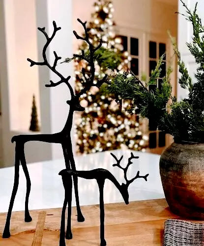 Elantra | Elegante minimalistische hertensculptuur set van 3 – woondecoratie, kerstversiering, woonkameraccent