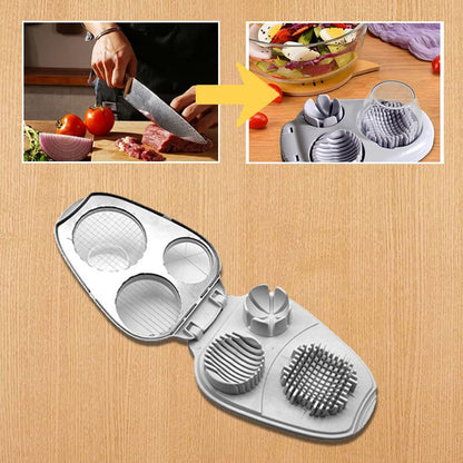 EggCraft | Multifunctionele 3-in-1 eiersnijder - Roestvrijstalen snijder voor plakjes, blokjes en partjes