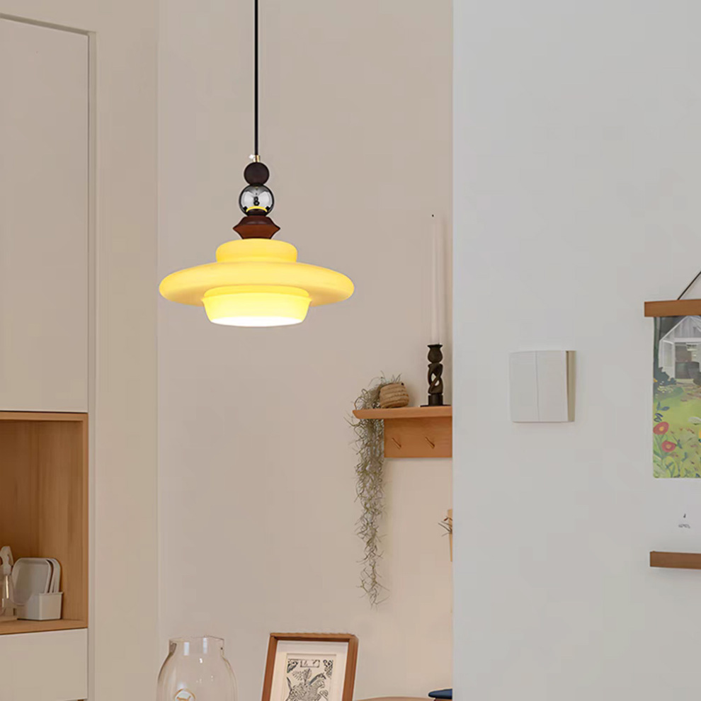 Middeleeuwse stijl glas beige eetkamer hanglamp