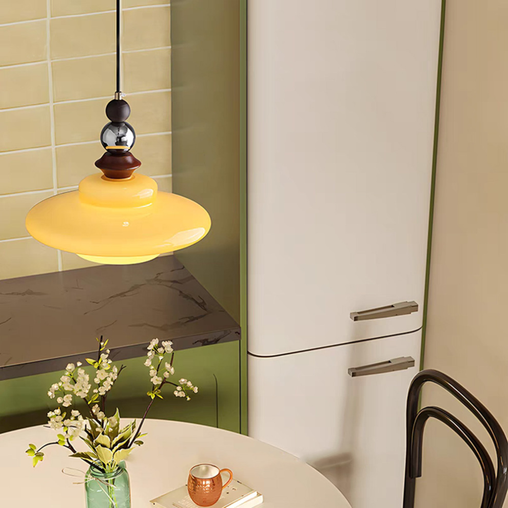 Middeleeuwse stijl glas beige eetkamer hanglamp