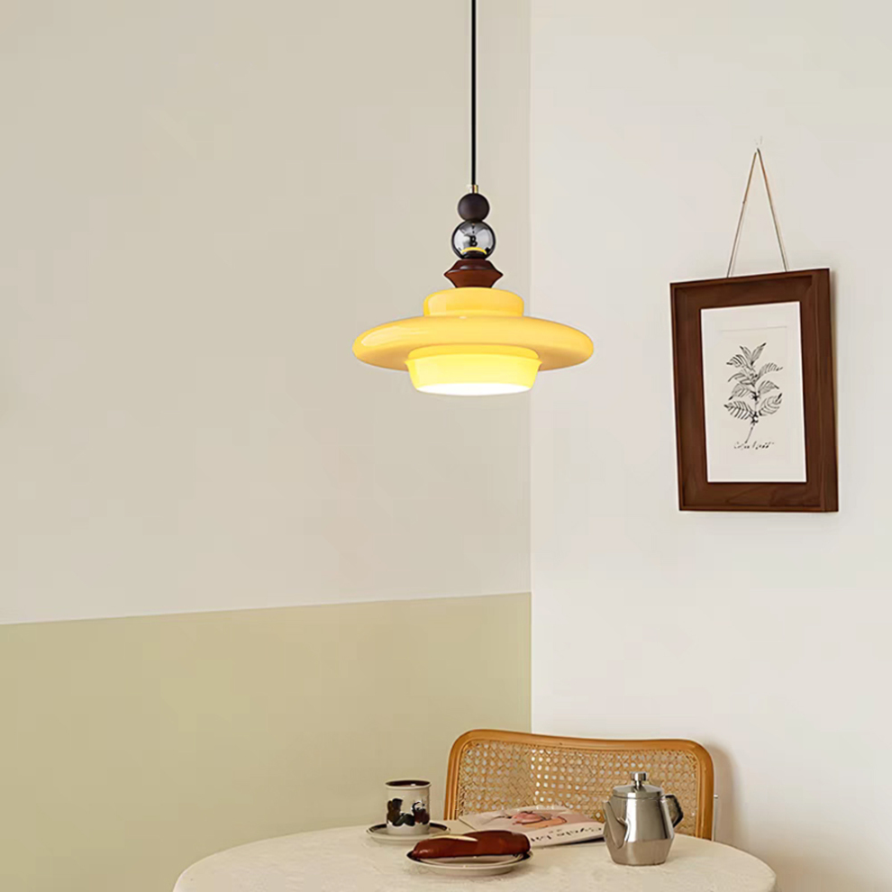 Middeleeuwse stijl glas beige eetkamer hanglamp